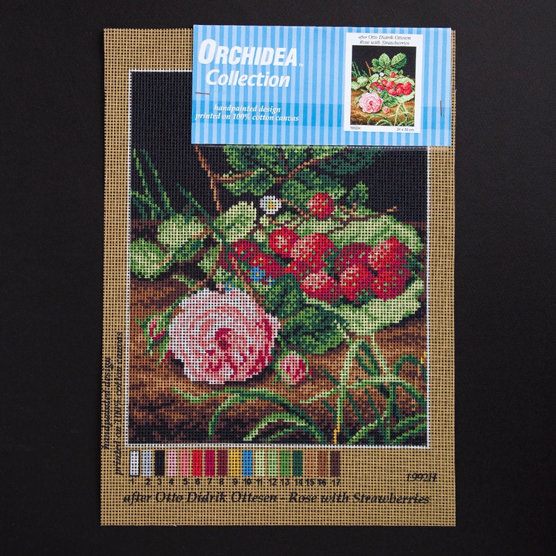 Orchidea 24x30cm Printed Gobelin, Otto Didrik Ottesen – Rose with Strawberries – 1992H
