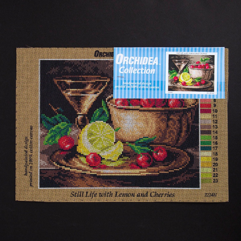 Orchidea 24x30cm Printed Gobelin, Still Life with Lemon and Cherries – 2224H