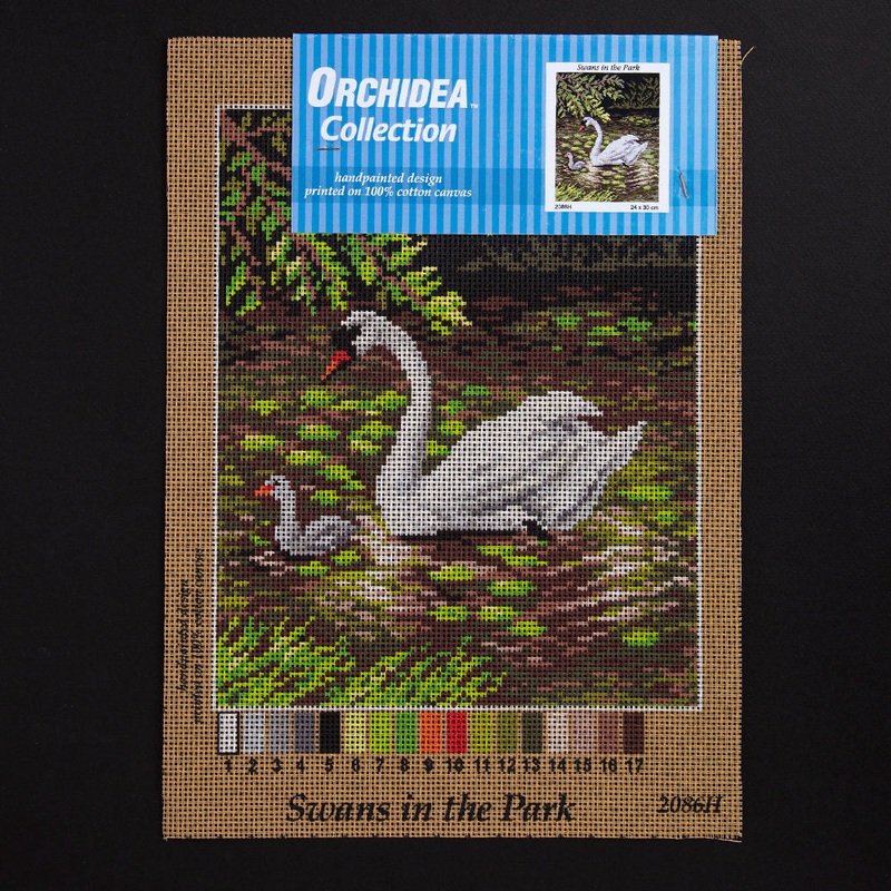Orchidea 24x30cm Printed Gobelin, Swans in the Park – 2086H