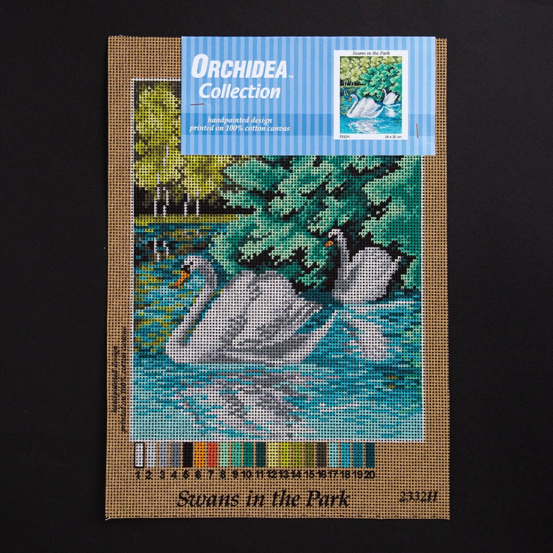 Orchidea 24x30cm Printed Gobelin, Swans in the Park – 2332H