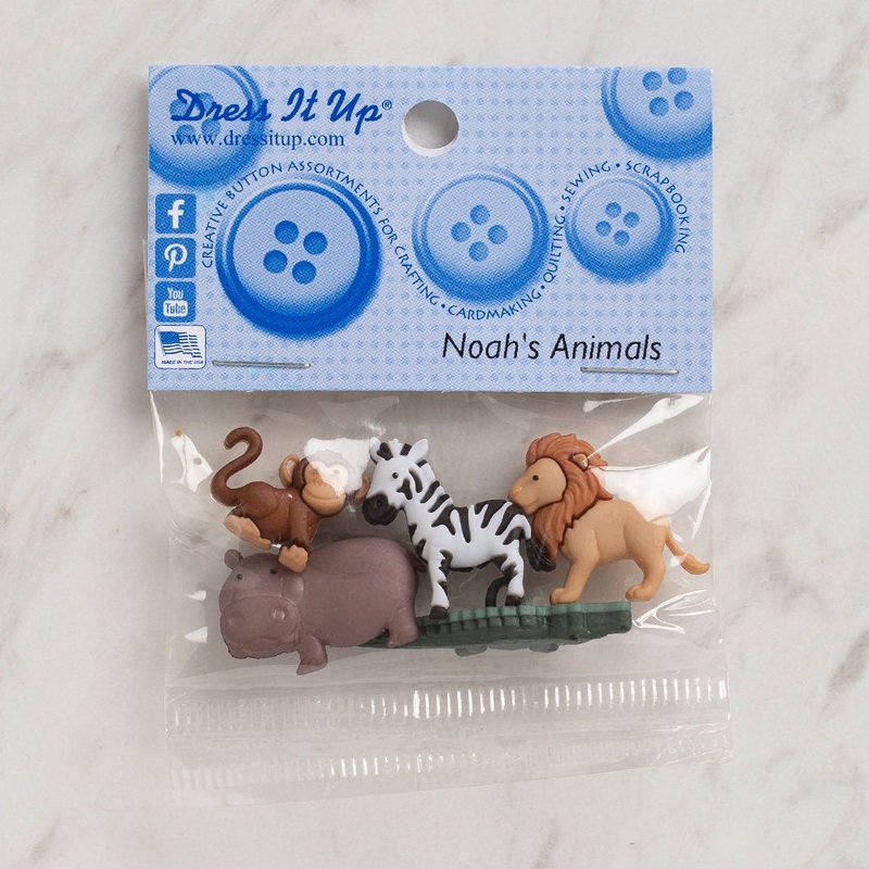 Dress It Up Creative Button Assortment, Noah’s Animals – 9003