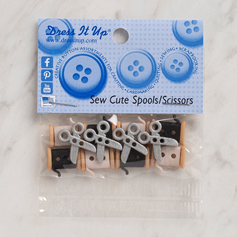 Dress It Up Creative Button Assortment, Sew Cute Spools/Scissors – 6942