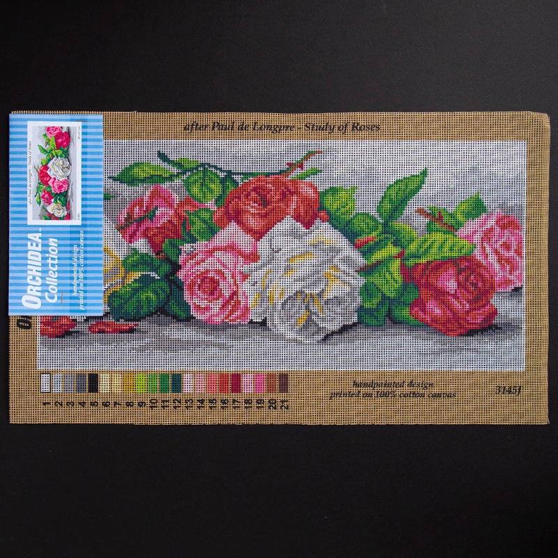 Orchidea 24x51cm Printed Gobelin, Paul de Longpre – Study of Roses – 3145J