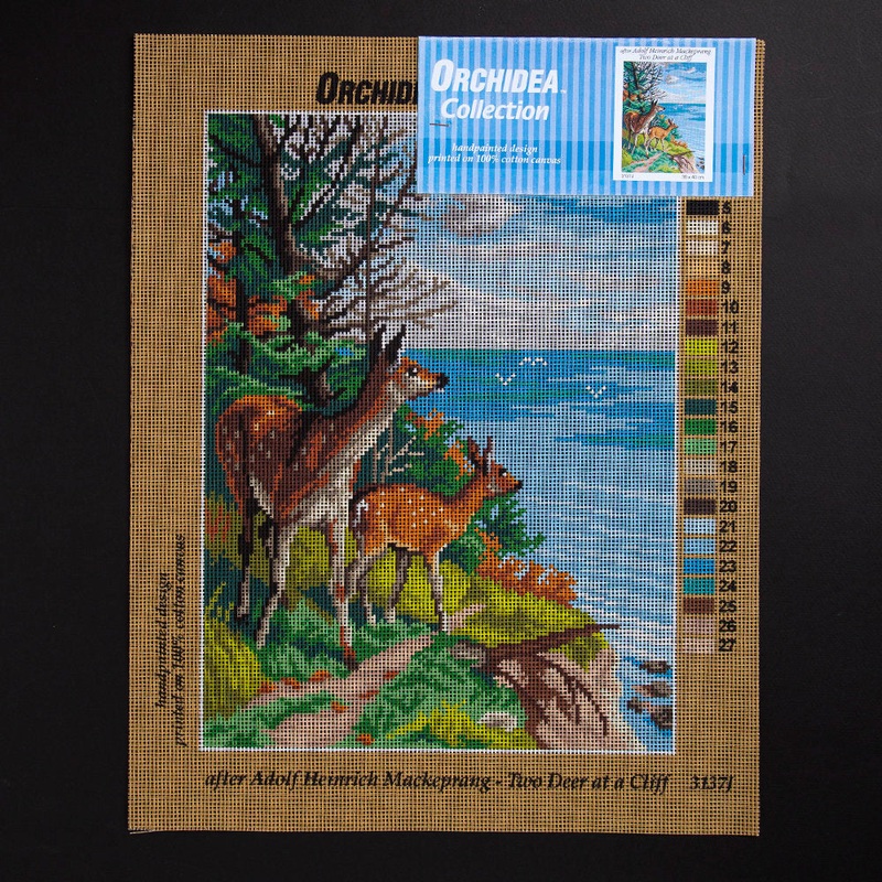 Orchidea 30x40cm Printed Gobelin, Adolf Heinrich Mackeprang – Two Deer at a Cliff – 3137J