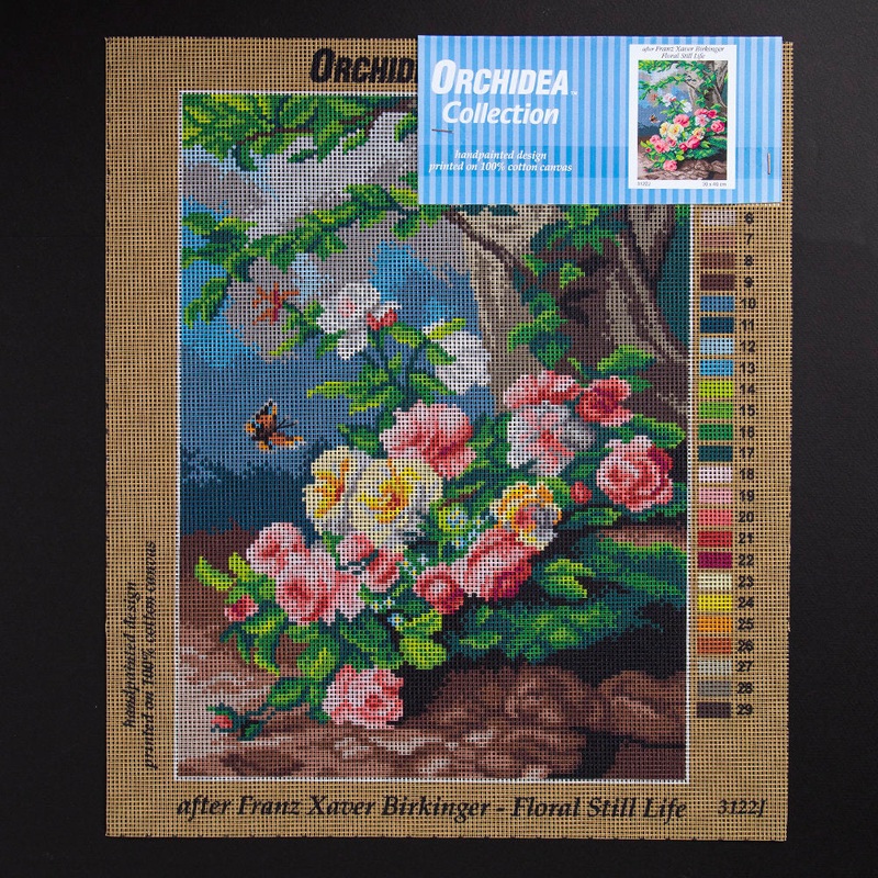 Orchidea 30x40cm Printed Gobelin, Franz Xaver Birkinger Floral Still Life – 3122J