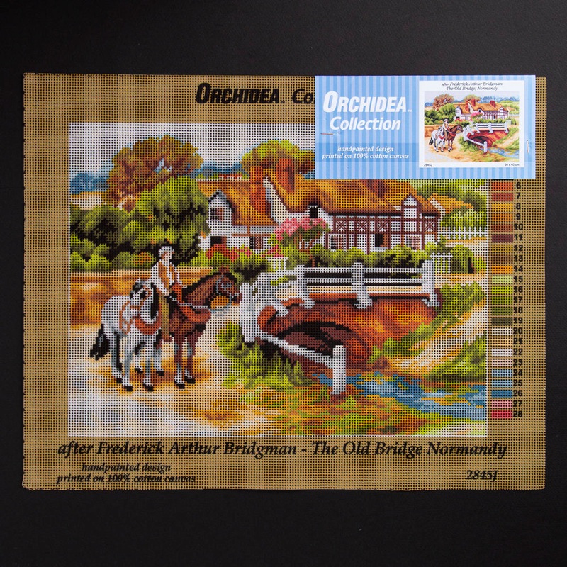 Orchidea 30x40cm Printed Gobelin, Frederick Arthur Bridgman – The Old Bridge, Normandy – 2845J