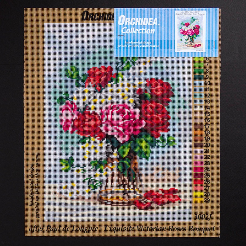 Orchidea 30x40cm Printed Gobelin, Paul de Longpre – Exquisite Victorian Roses Bouquet – 3002J