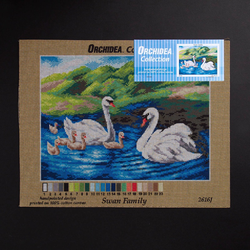 Orchidea 30x40cm Printed Gobelin, Swan Family – 2616J