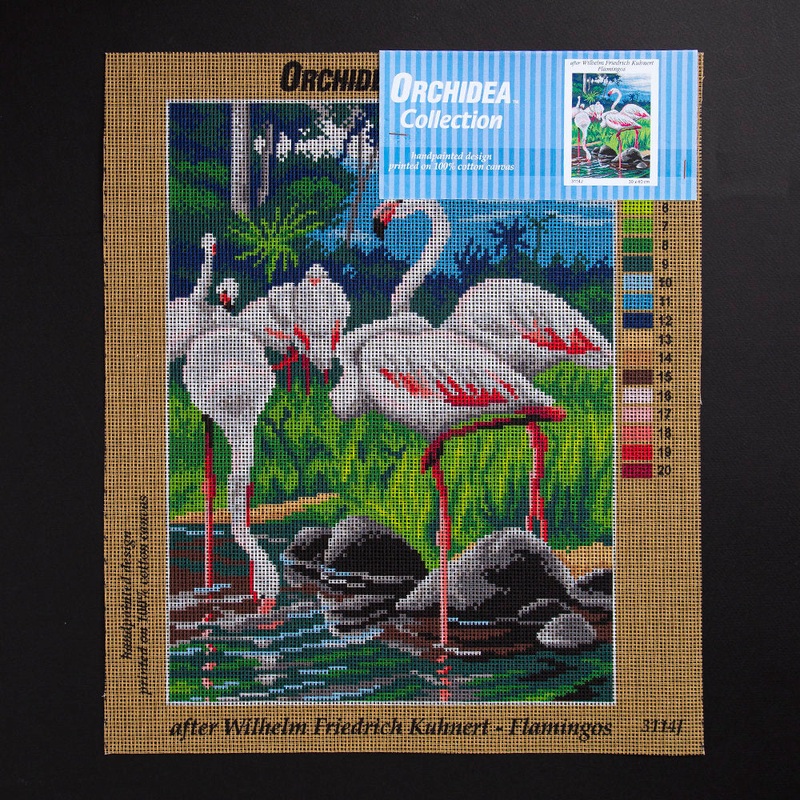 Orchidea 30x40cm Printed Gobelin, Wilhelm Friedrich Kuhnert – Flamingos – 3114J