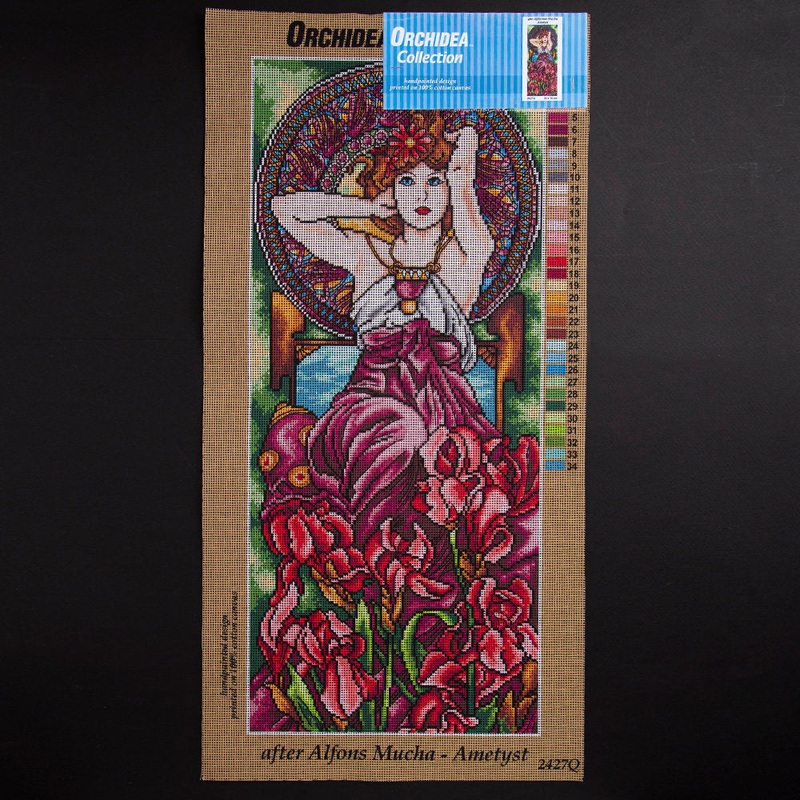 Orchidea 30x70cm Printed Gobelin, Alphonse Mucha – Ametyst – 2427Q