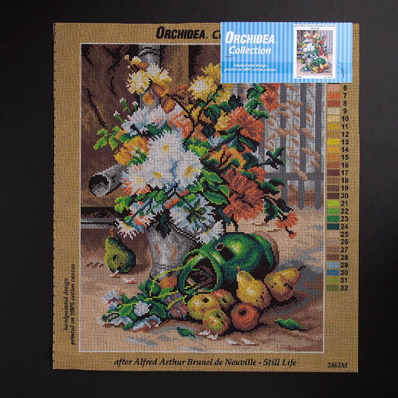 Orchidea 40x50cm Printed Gobelin, Arthur Brunel de Neuville Still Life – 2862M