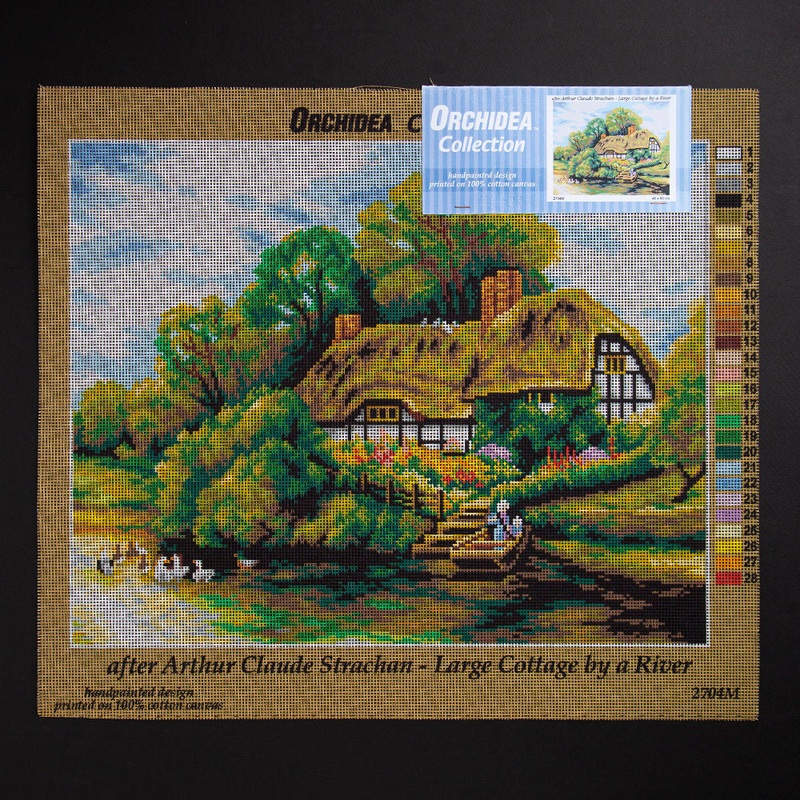 Orchidea 40x50cm Printed Gobelin, Arthur Claude Strachan – Large Cottage by a River – 2704M