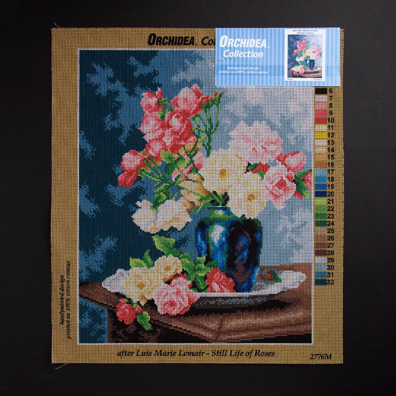 Orchidea 40x50cm Printed Gobelin, Luis Marie Lemaire – Still Life of Roses – 2776M