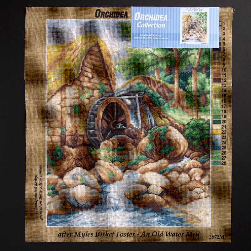 Orchidea 40x50cm Printed Gobelin, Myles Birket Foster – An Old Water Mill – 2672M