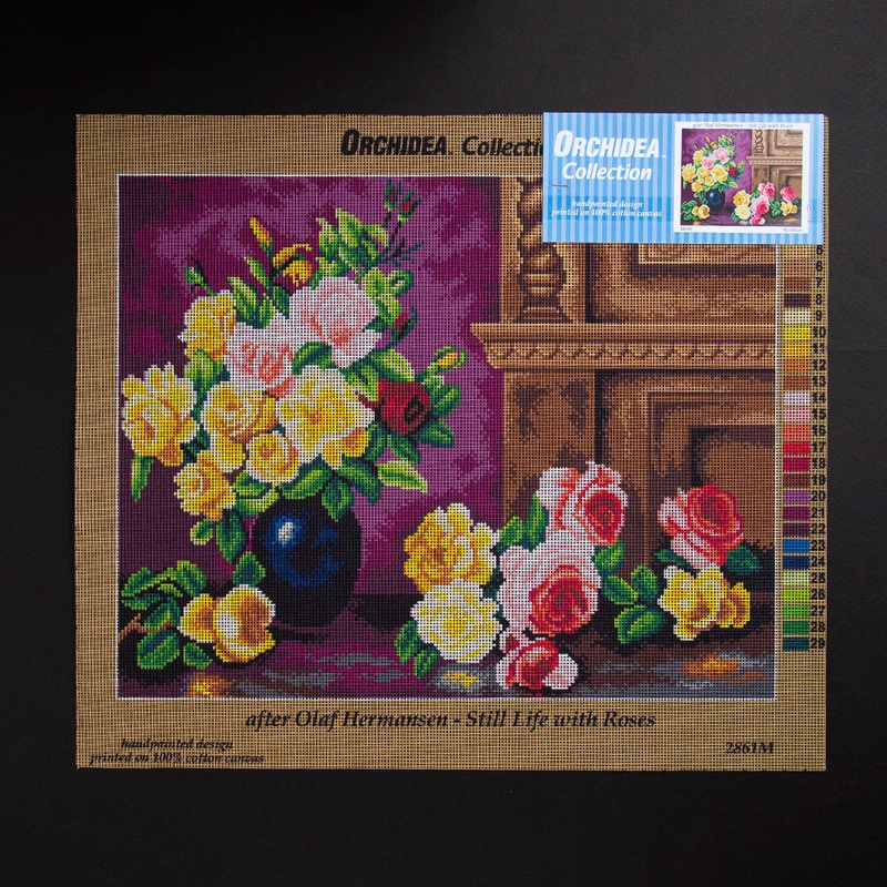 Orchidea 40x50cm Printed Gobelin, Olaf Hermansen – Still Life with Roses – 2861M