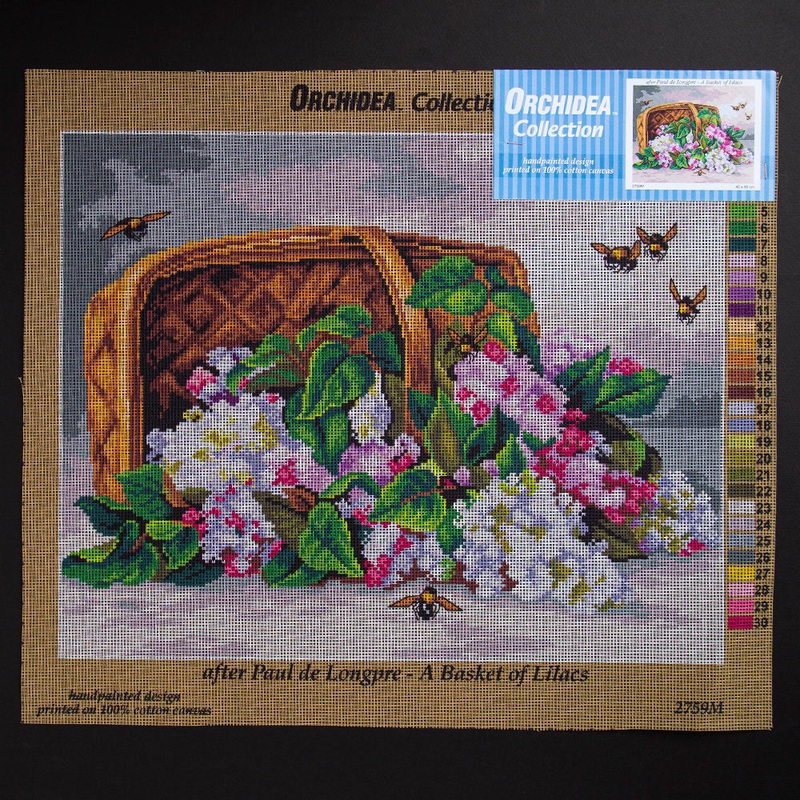 Orchidea 40x50cm Printed Gobelin, Paul de Longpre – A Basket of Lilacs – 2759M
