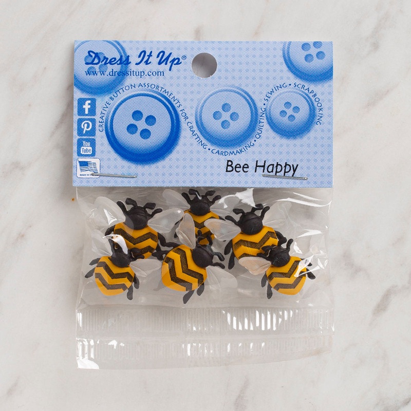 Dress It Up Creative Button Assortment, Bee Happy – 9382
