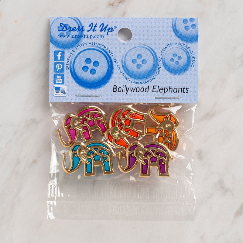 Dress It Up Creative Button Assortment, Bollywood Elephants – 9361