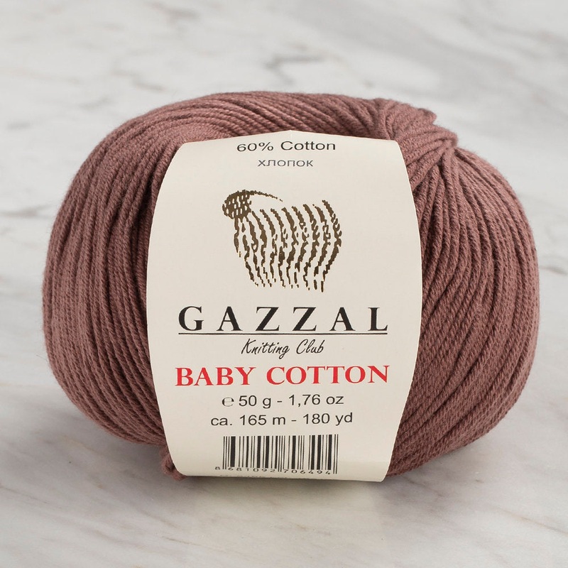 Gazzal Baby Cotton Knitting Yarn, Brown – 3455