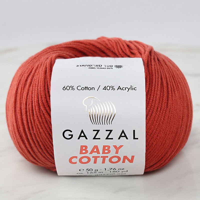 Gazzal Baby Cotton Knitting Yarn, Cinnamon – 3453