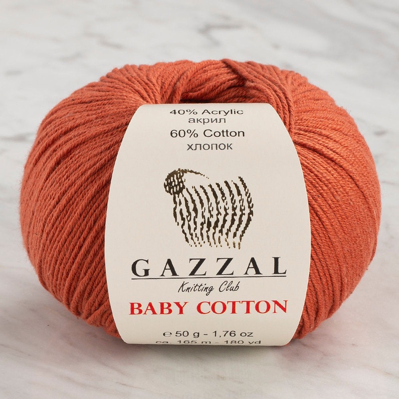 Gazzal Baby Cotton Knitting Yarn, Cinnamon – 3454