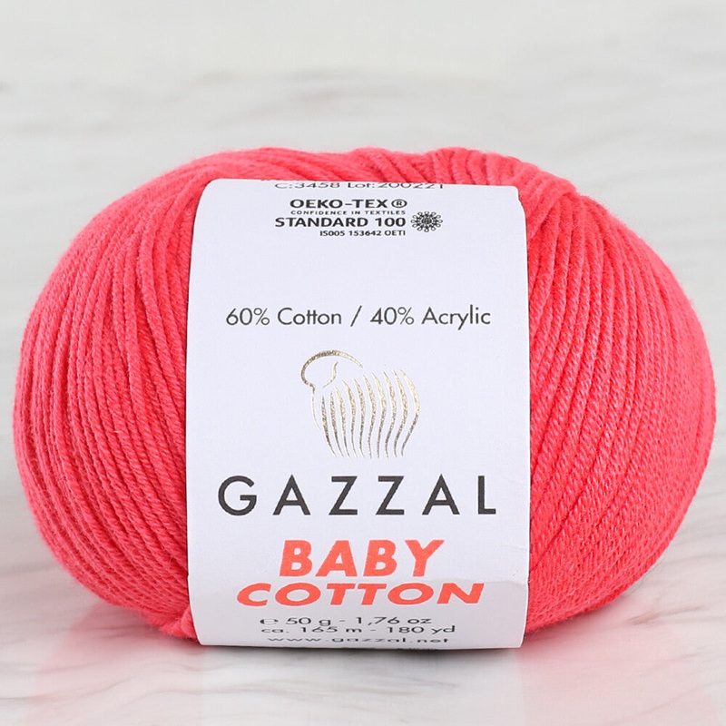 Gazzal Baby Cotton Knitting Yarn, Fuchsia – 3458