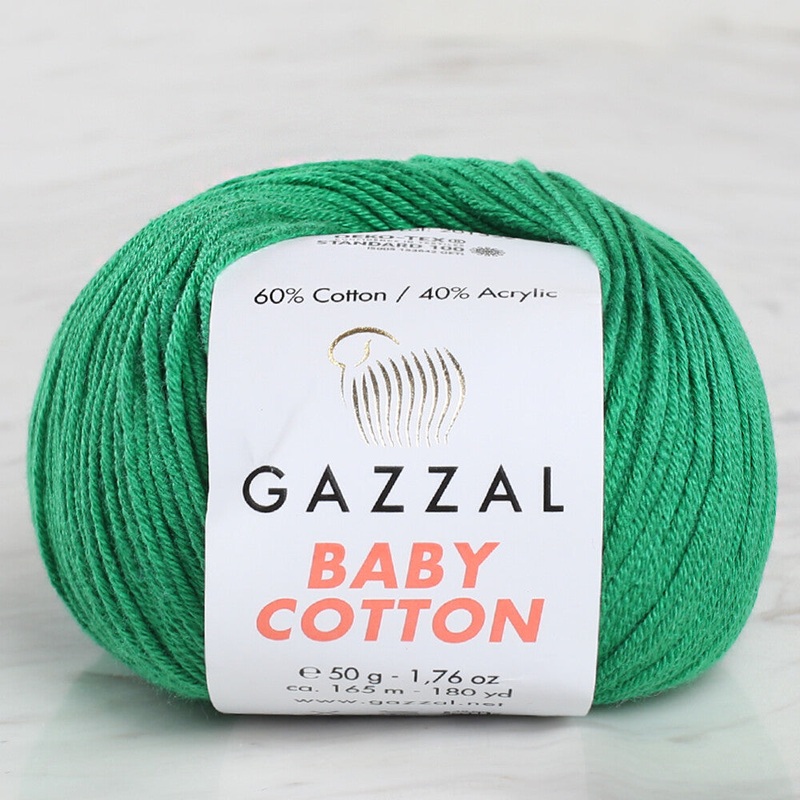 Gazzal Baby Cotton Knitting Yarn, Green – 3456