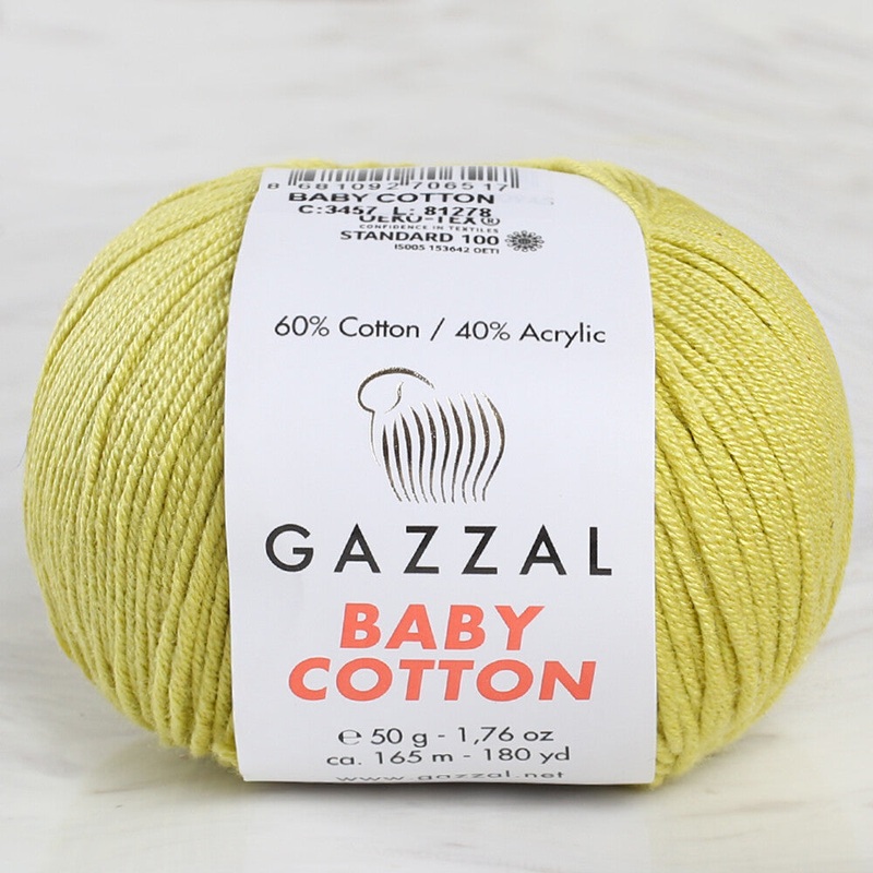 Gazzal Baby Cotton Knitting Yarn, Green – 3457