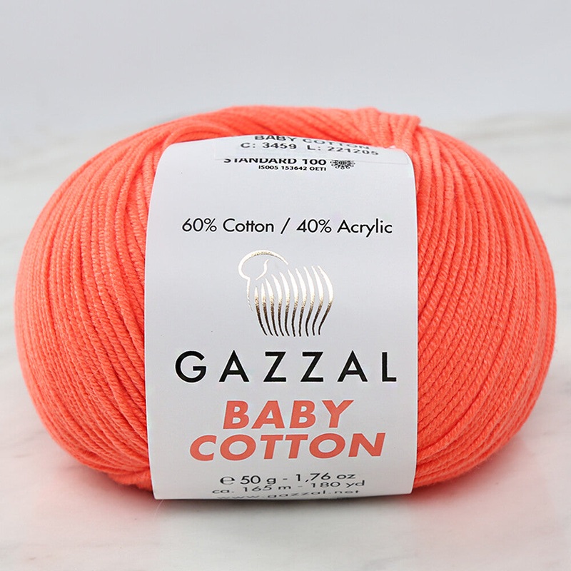 Gazzal Baby Cotton Knitting Yarn, Orange – 3459