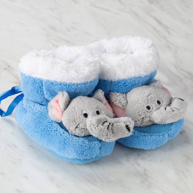 Loren Baby Booties, Blue Elephant – Large