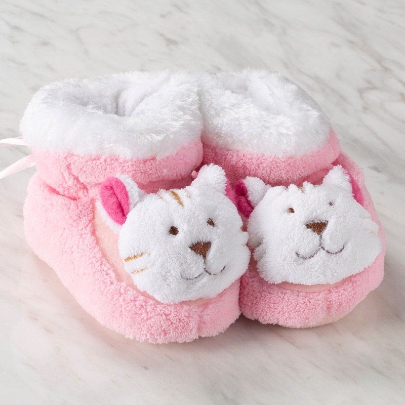 Loren Baby Booties, Light Pink Cat – Large