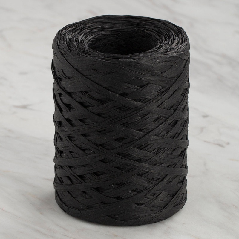 Loren Natural Raffia Paper Yarn, Black – 45