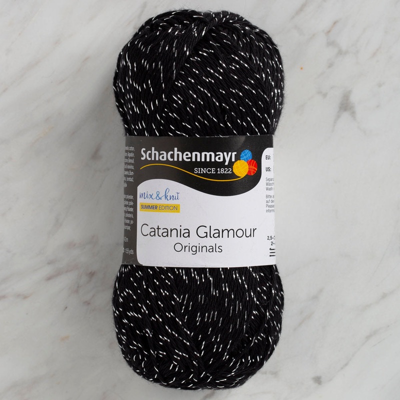 Schachenmayr Catania Glamour 50g Sparkly Yarn, Black – 00199