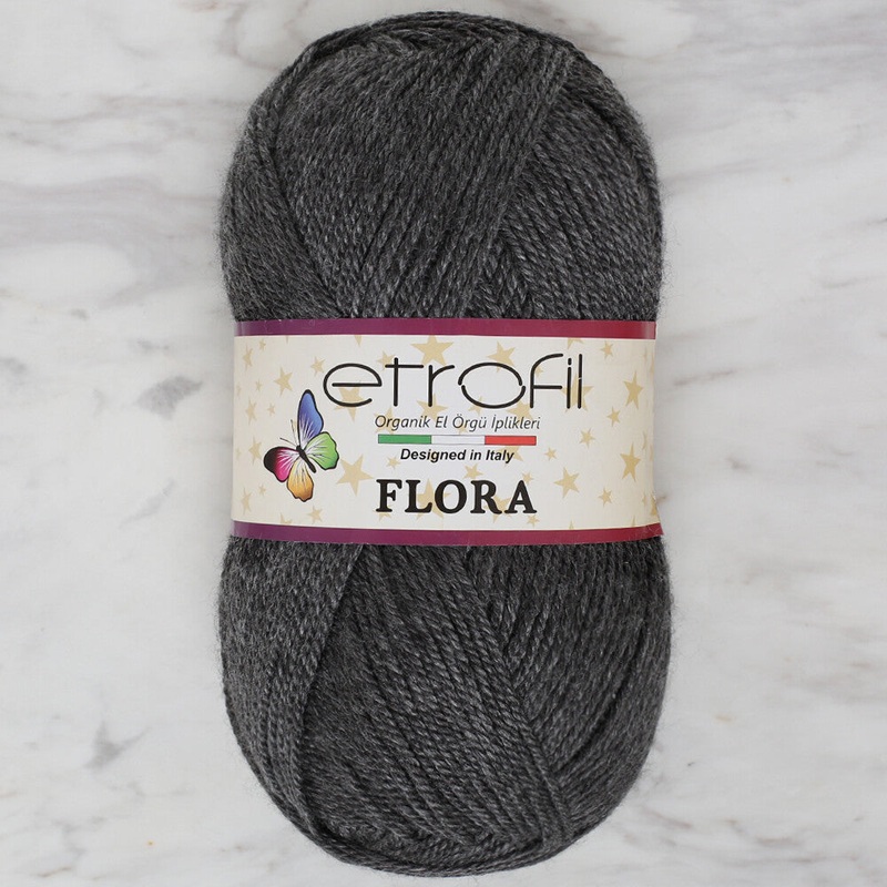 Etrofil Flora Knitting Yarn, Dark Grey – 70966