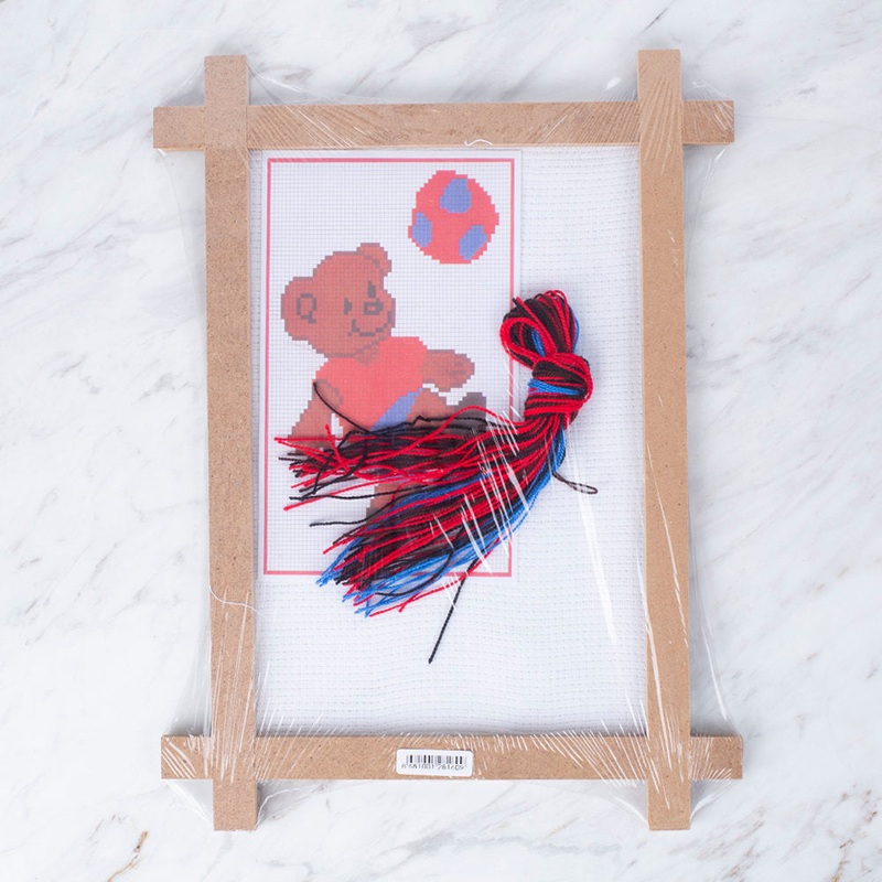 Loren Cross Stitch Kit – Bear Playing with Ball