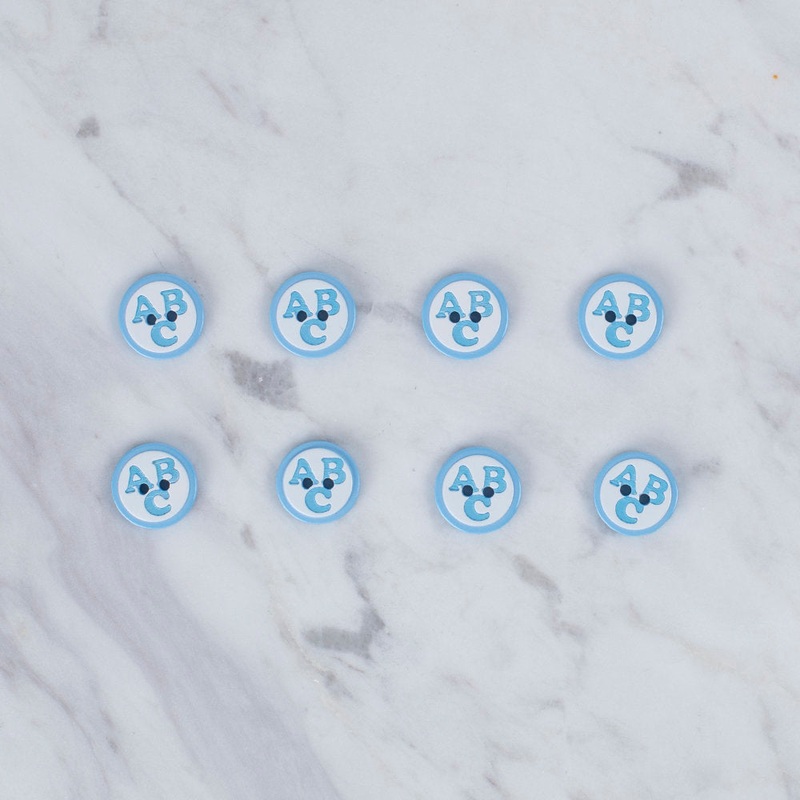 Loren Crafts 8 Pack ABC Patterned Button, Blue – 560