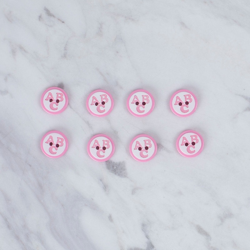 Loren Crafts 8 Pack ABC Patterned Button, Pink – 557