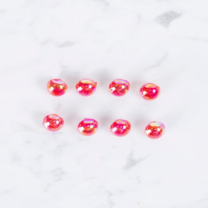 Loren Crafts 8 Pack Nacreous Button, Red – 0180