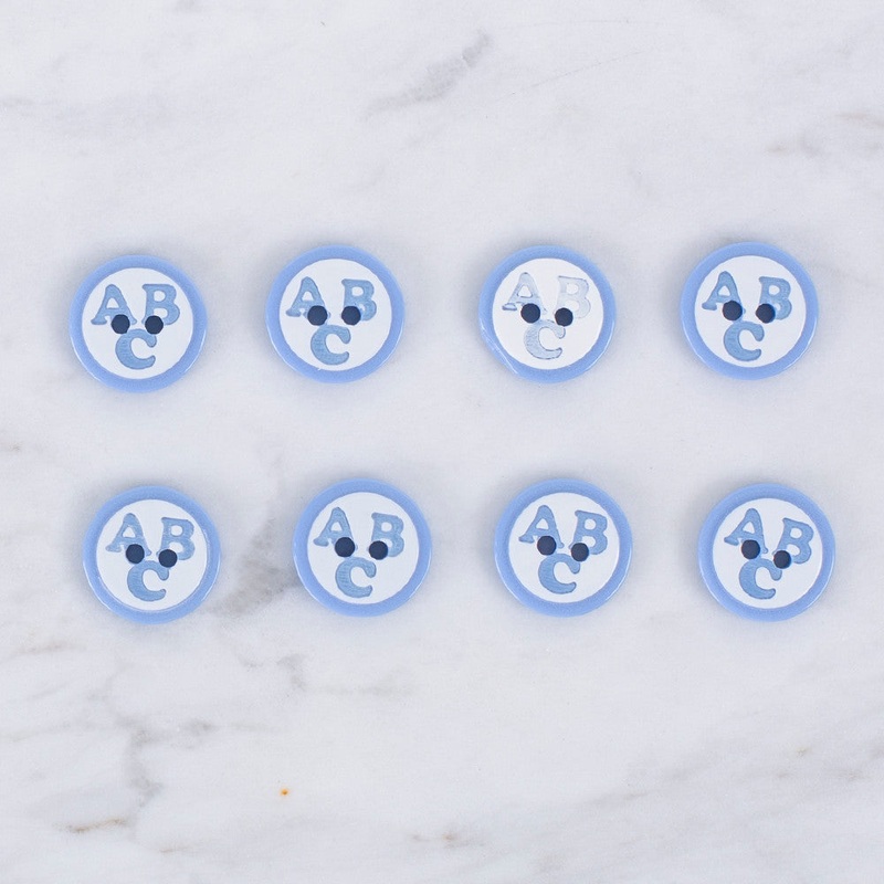 Loren Crafts 8 Pack ABC Patterned Button, Blue – 0563