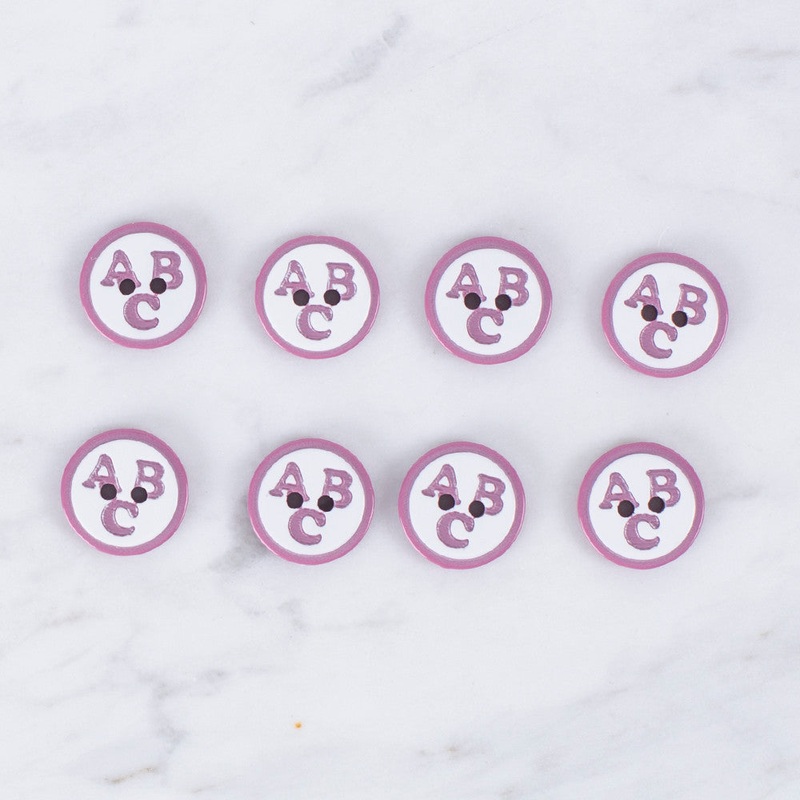 Loren Crafts 8 Pack ABC Patterned Button, Cherry Red – 0558