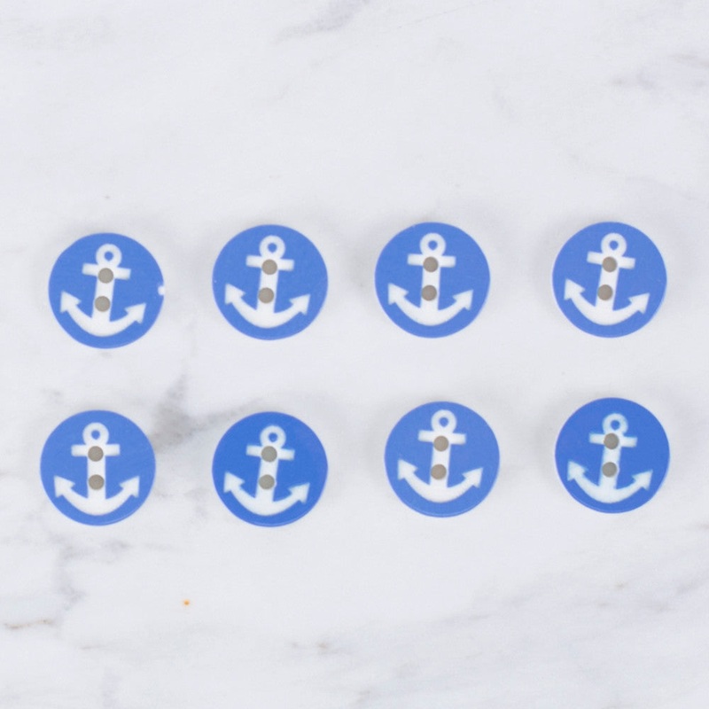 Loren Crafts 8 Pack Anchor Button, Blue – 0431