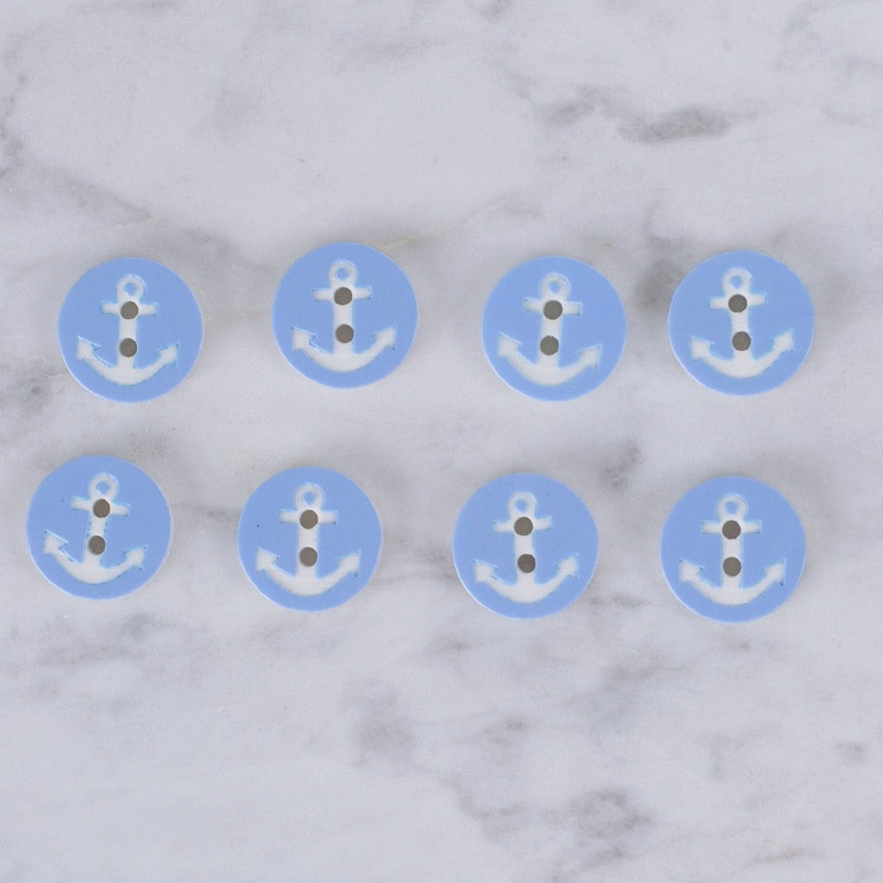 Loren Crafts 8 Pack Anchor Button, Light Blue – 0429