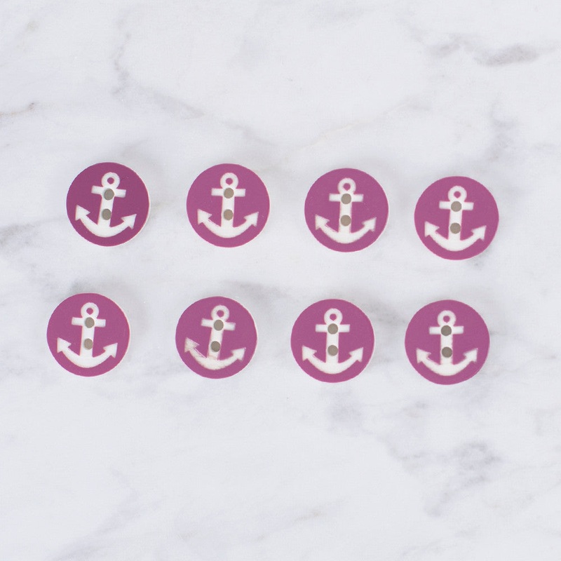 Loren Crafts 8 Pack Anchor Button, Purple – 0427
