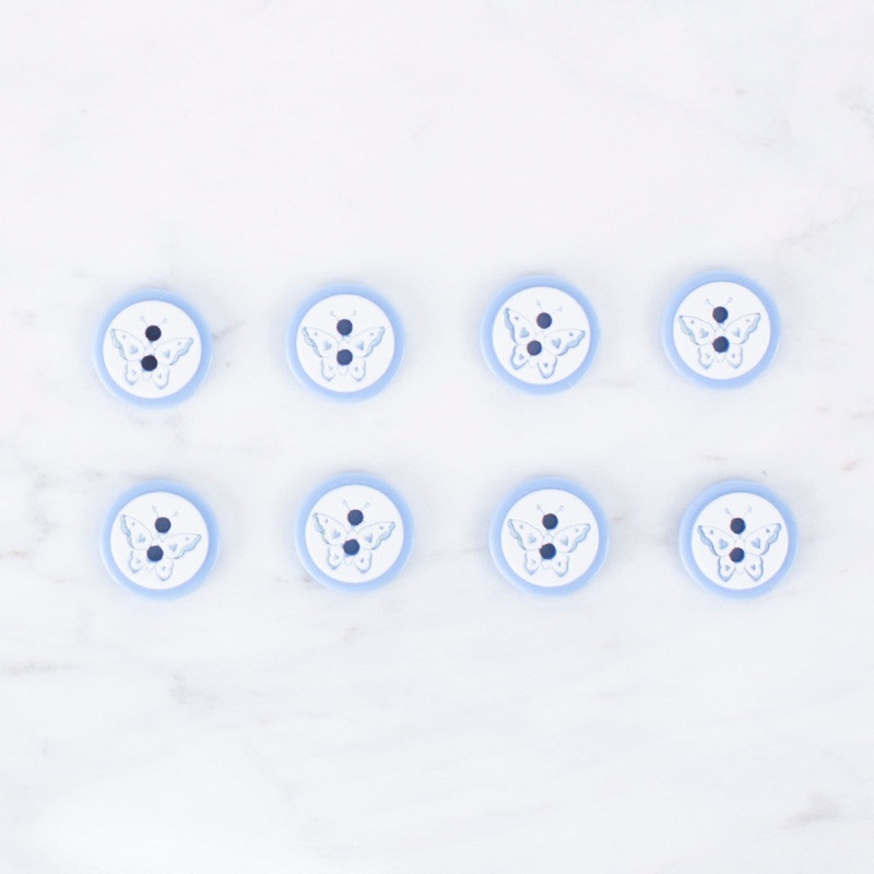 Loren Crafts 8 Pack Butterfly Button, Blue – 0513