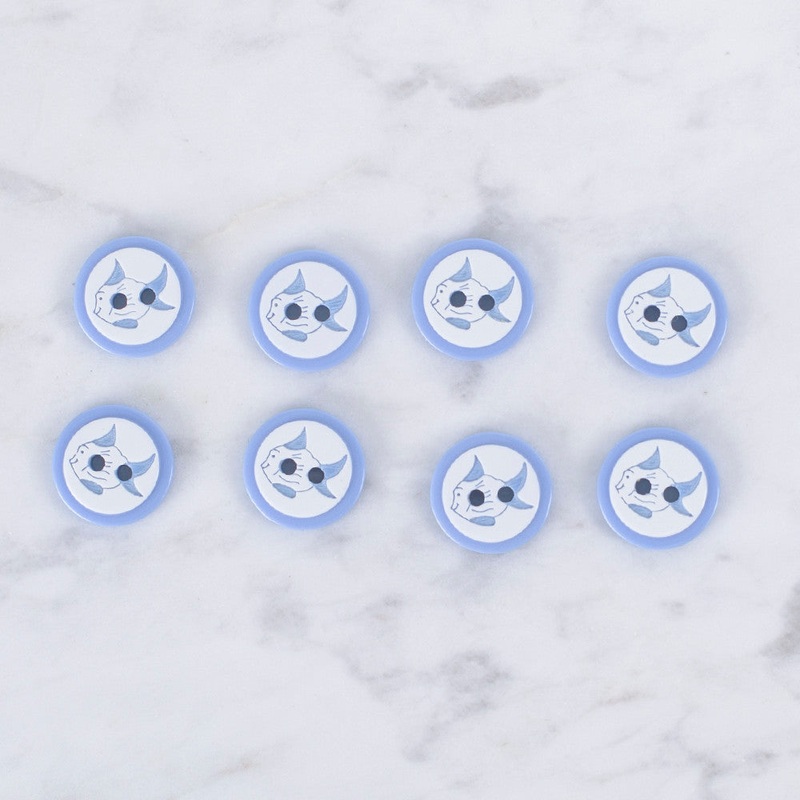 Loren Crafts 8 Pack Fish Button, Blue – 0574