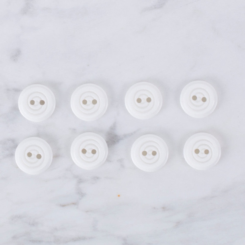 Loren Crafts 8 Pack Round Button, White – 0456