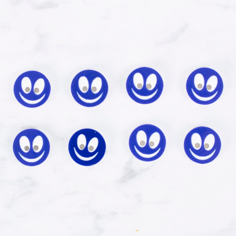 Loren Crafts 8 Pack Smiley Face Button, Light Navy – 0523