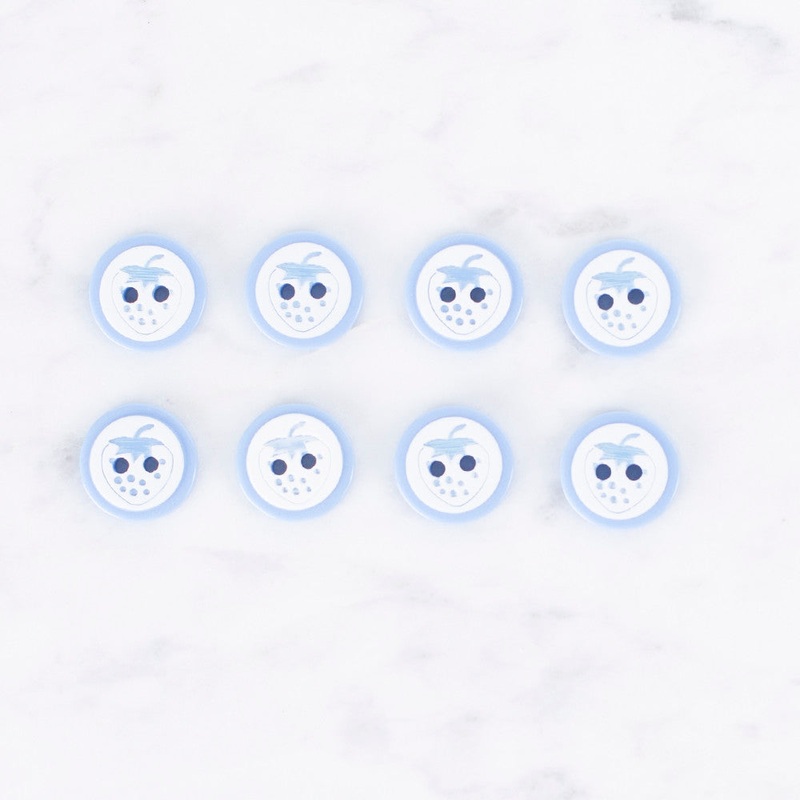 Loren Crafts 8 Pack Strawberry Button, Blue – 0487