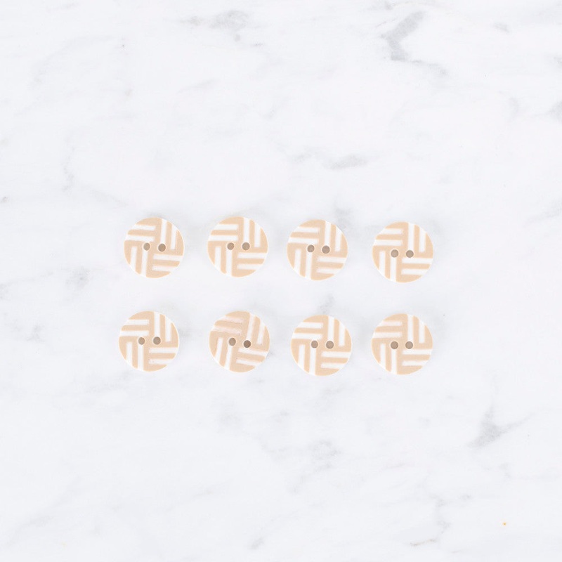 Loren Crafts 8 Pack Striped Button, Beige – 0297