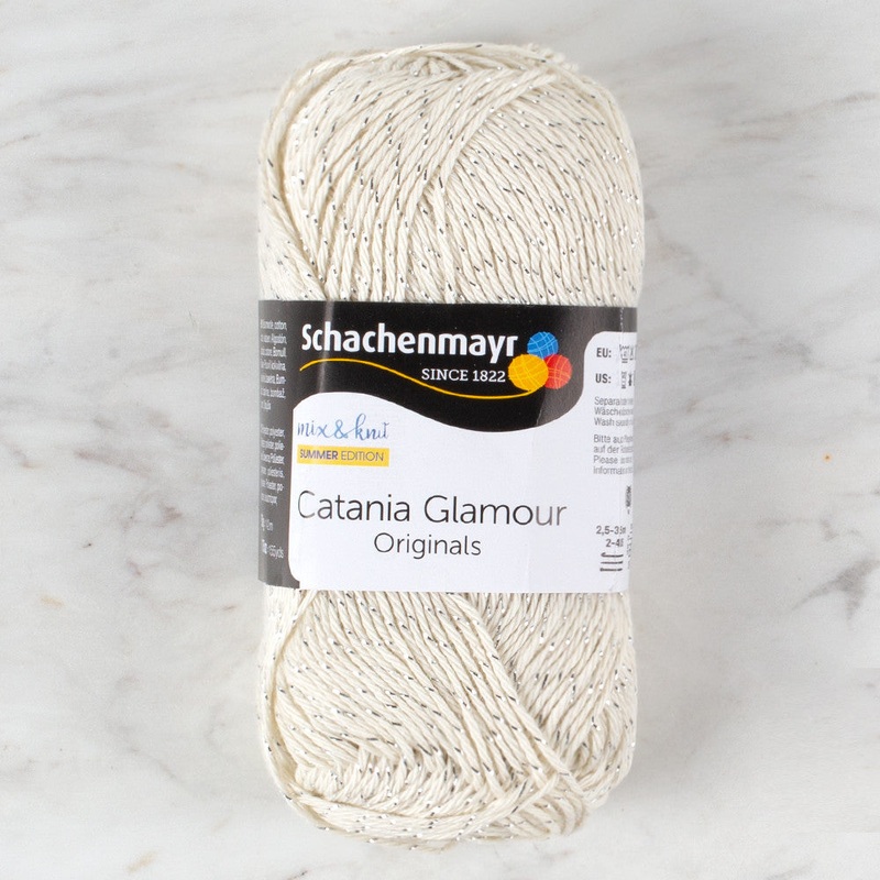 Schachenmayr Catania Glamour 50g Sparkly Yarn, Ecru – 00102